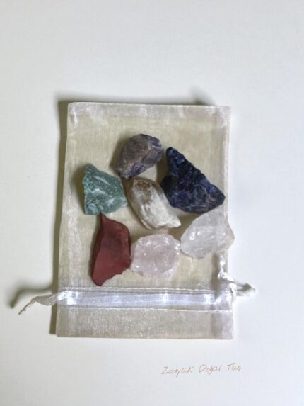 7 Çakra Ham Set Kese Dahil (sitrin,jasper,kuvars, ametist, aventurin,lapis)