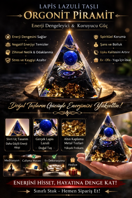 Aura Zirvesi – Lapis Lazuli Orgonit Piramit Sezgi, Koruma ve Zihinsel Netlik İçin Enerji Tasarımı